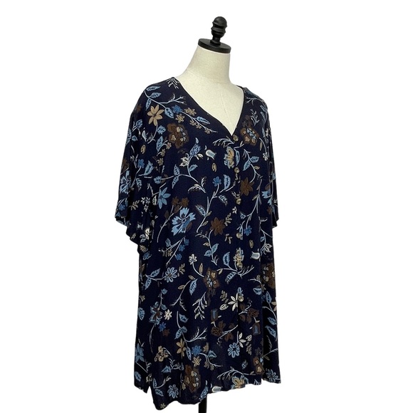 Capistrano Essentials V-neck Button-up Blue Floral Print Size 26/28 - Picture 3 of 9